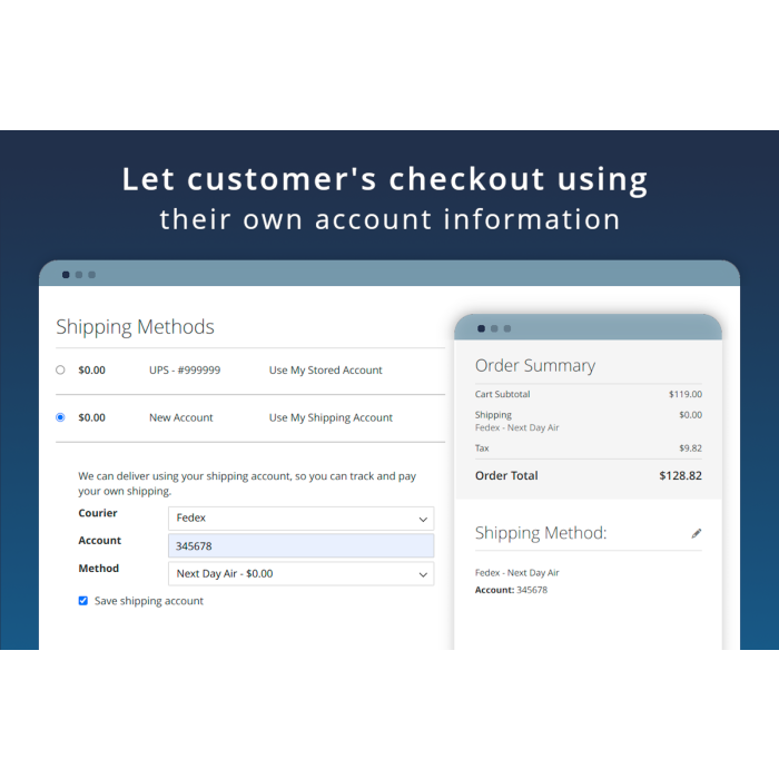 Customer Shipping Account Checkout