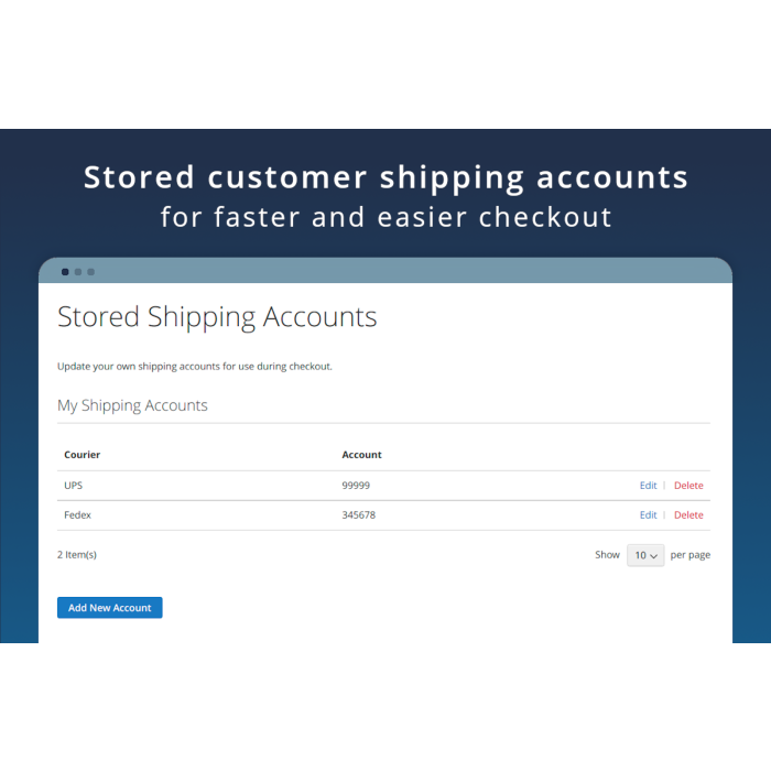 Customer Shipping Account Checkout